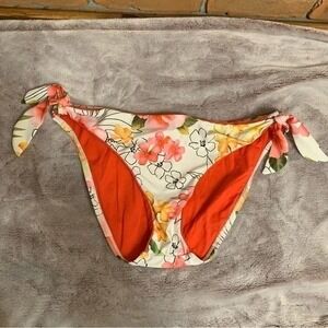 Athena Bikini Bottoms Womens 12 White Floral Tie Side Swimsuit Beachwear Summer